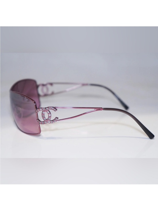 CHANEL Accessories - CHANEL Pink Purple Rhinestone  CC Logo Sunglasses